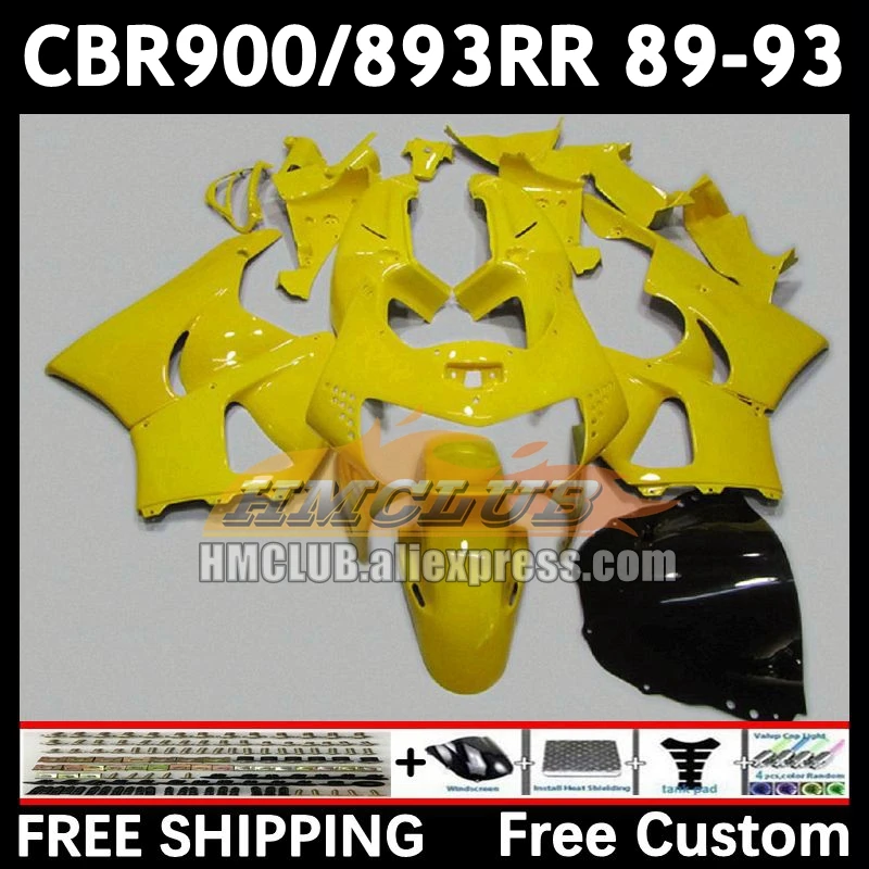 Fairing For HONDA CBR 893RR CBR900RR CBR900 CBR893 RR 71No.160 CBR893RR all yellow 89 90 91 92 93 1989 1990 1991 1992 1993 Body