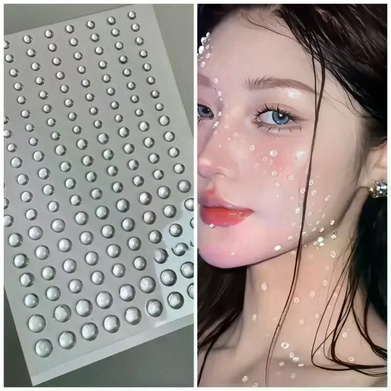 3/4/5/6mm 3D Rhinestone Eyes Face Makeup Temporary Tattoo Self Adhesive Clear Water Drop Stickers Festival Stage Body Art Decor - Detail 1