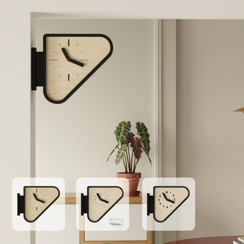 Double-sided Wall Clock Creative Triangle Hanging Clocks Modern Living Room Decorative Wall Watch Minimalist Silent Watches