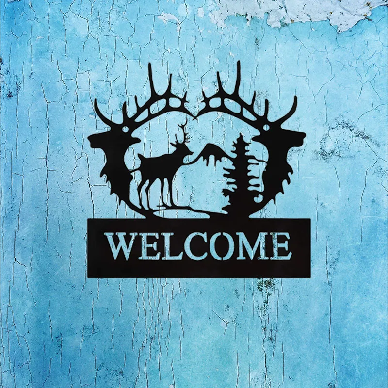 Decorative Charm: The Stunning Deer and Pine Tree Metal Wall Art