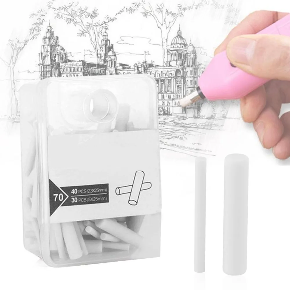 140pcs Thin & Thick Combo Electric Eraser Refills Storage Box Included 2.3mm Size & 5mm Size Mechanical Pencil Eraser Refills