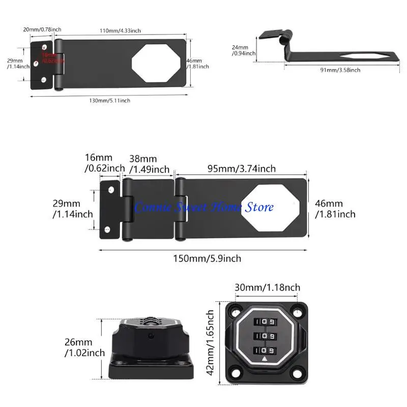 LXAF Cabinet Keyless Lock 3-Digit Combination Lock Cabinet Password Hasp Lock for Small Door, Cabinets, Barn Door, Bathroom