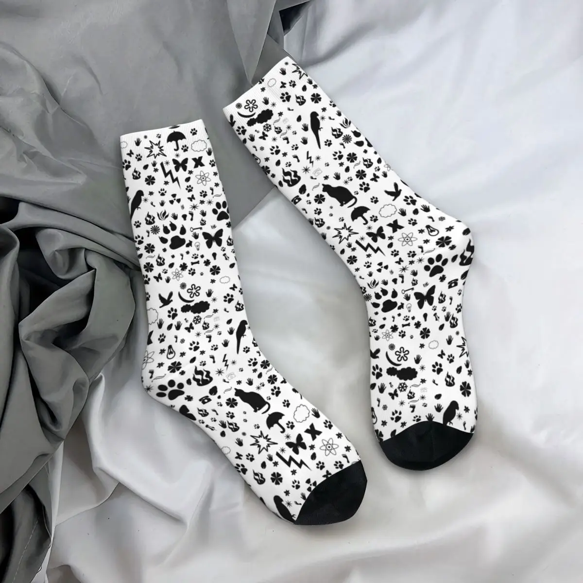 

Носки на все сезоны с принтом лапок животных, яркие, в стиле хип-хоп, длинные, для мужчин и женщин, подарки на День святого Валентина