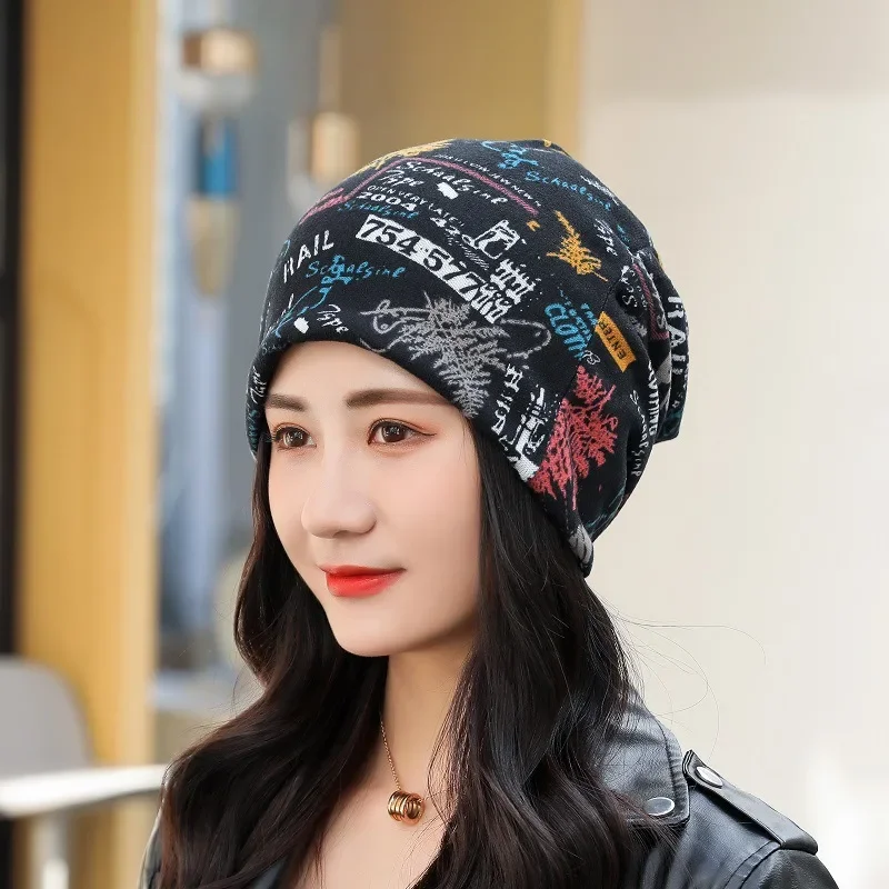 Women Warm Floral Beanies Skullies Winter Headscarf Hat Multifunctional Windproof Casual Imitation Cashmere Cap Postpartum Caps