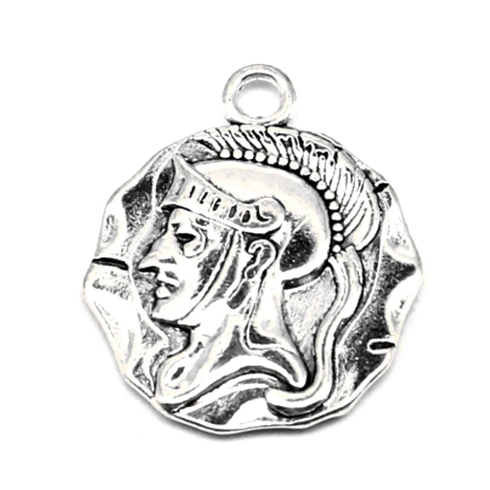 Character Statue Charms Men Pendant Diy Craft Ladies Jewelry 20x24mm 5pcs Antique Silver Color