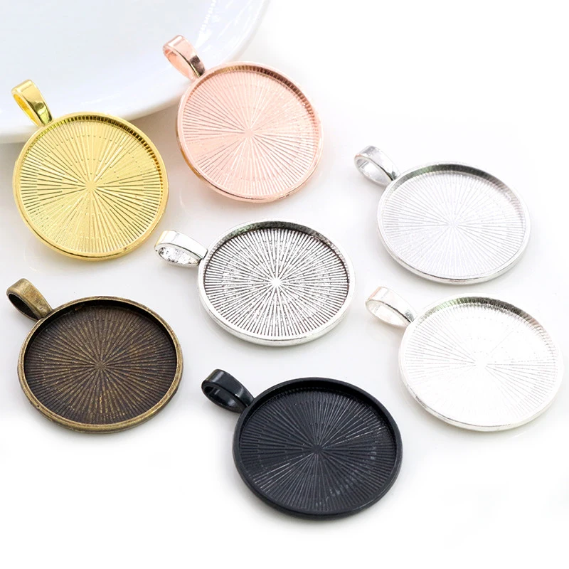 New Fashion 10pcs 25mm Inner Size Multi Colors Plated Classic Simple Style Cabochon Base Setting Charms Pendant