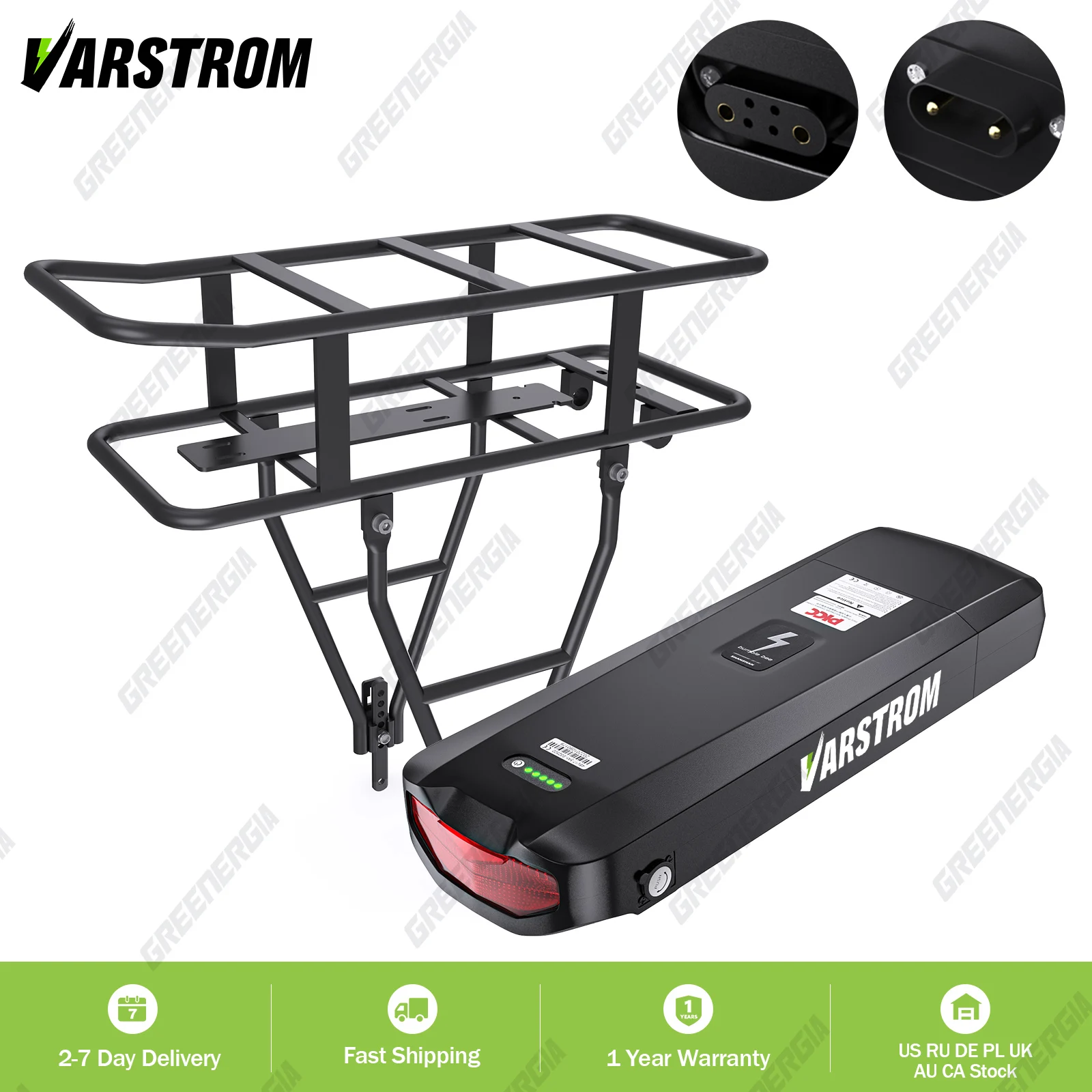 

Varstrom Ebike Rear Rack Battery 48V 36V 17.5AH 20.8AH 18650 Cell Lithium Battery Pack For BAFANG Tongsheng Motor Ebike Kit