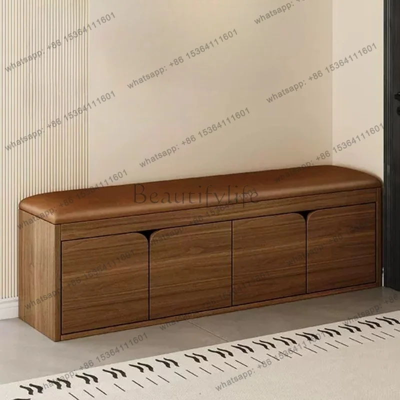 LSSolid wood high-end home shoe change stool antique home door can sit shoe cabinet sitting stool integrated storage shoe stool