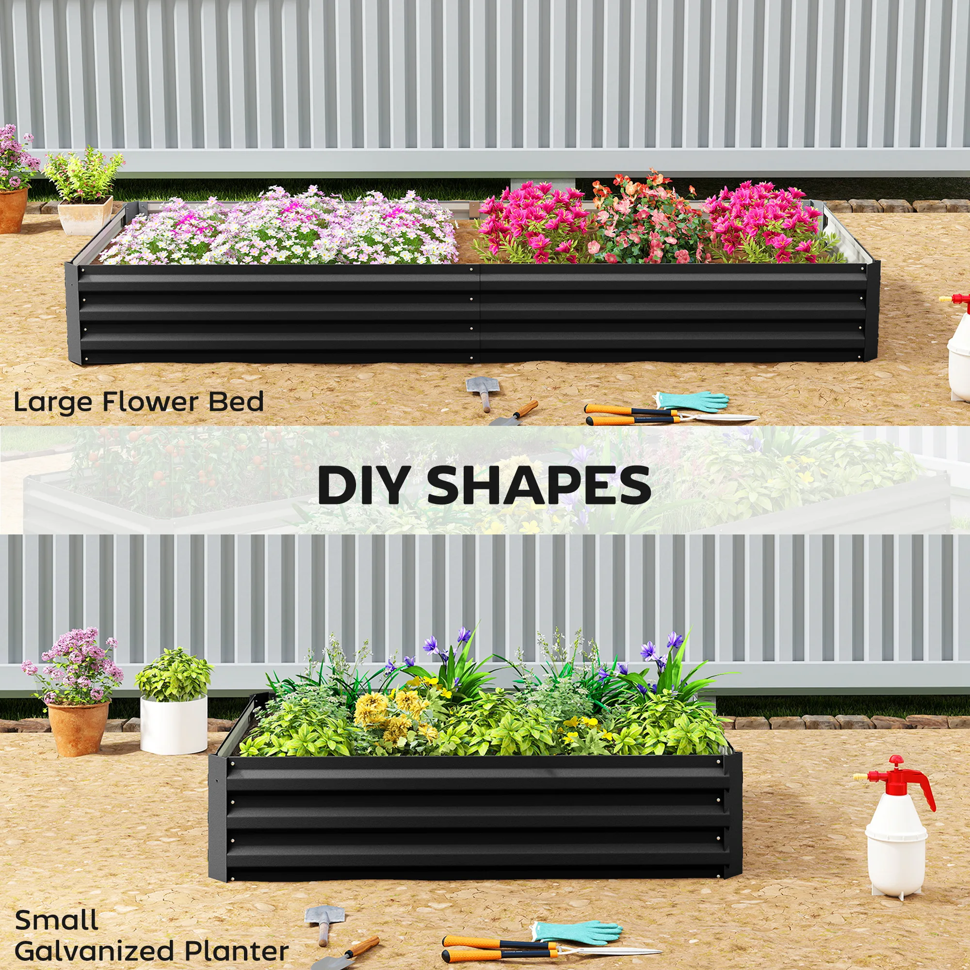 Galvanized Raised Garden Bed Metal Planter Box Easy Quick Setup view 5