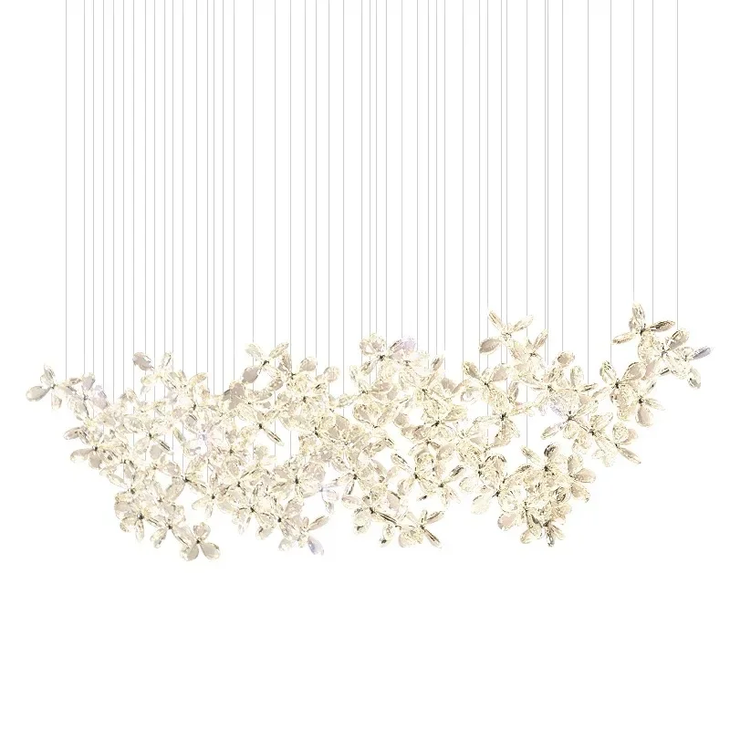 Modern Luxury Crystal LED Chandelier Large Home Design Flower Shaped Crystal Decorative Lighting Fixture For Restaurant Barl