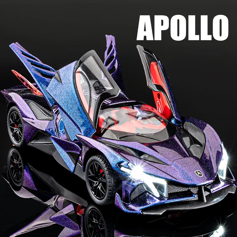 1:24 Apollo Project EVO Supercar Metal Alloy Die Cast Toy Car Model Sound and Light Children's Toy Collectibles Birthday Gifts