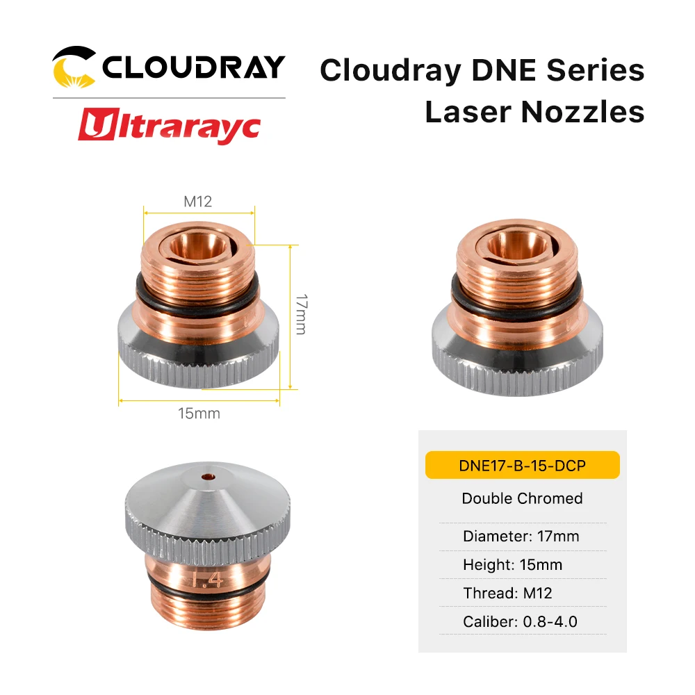 Ultrarayc DNE nosel Laser Conusmables Dia.15mm 17mm H15 M12 nozel lapisan ganda tunggal krom untuk mesin pemotong serat