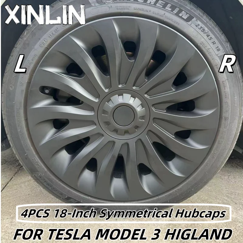 

4PCS 18 Inch Symmetric Style Wheel Hub Caps Performance Replacement Wheel Full Rim Cover For Tesla Model 3 Highland Version2024