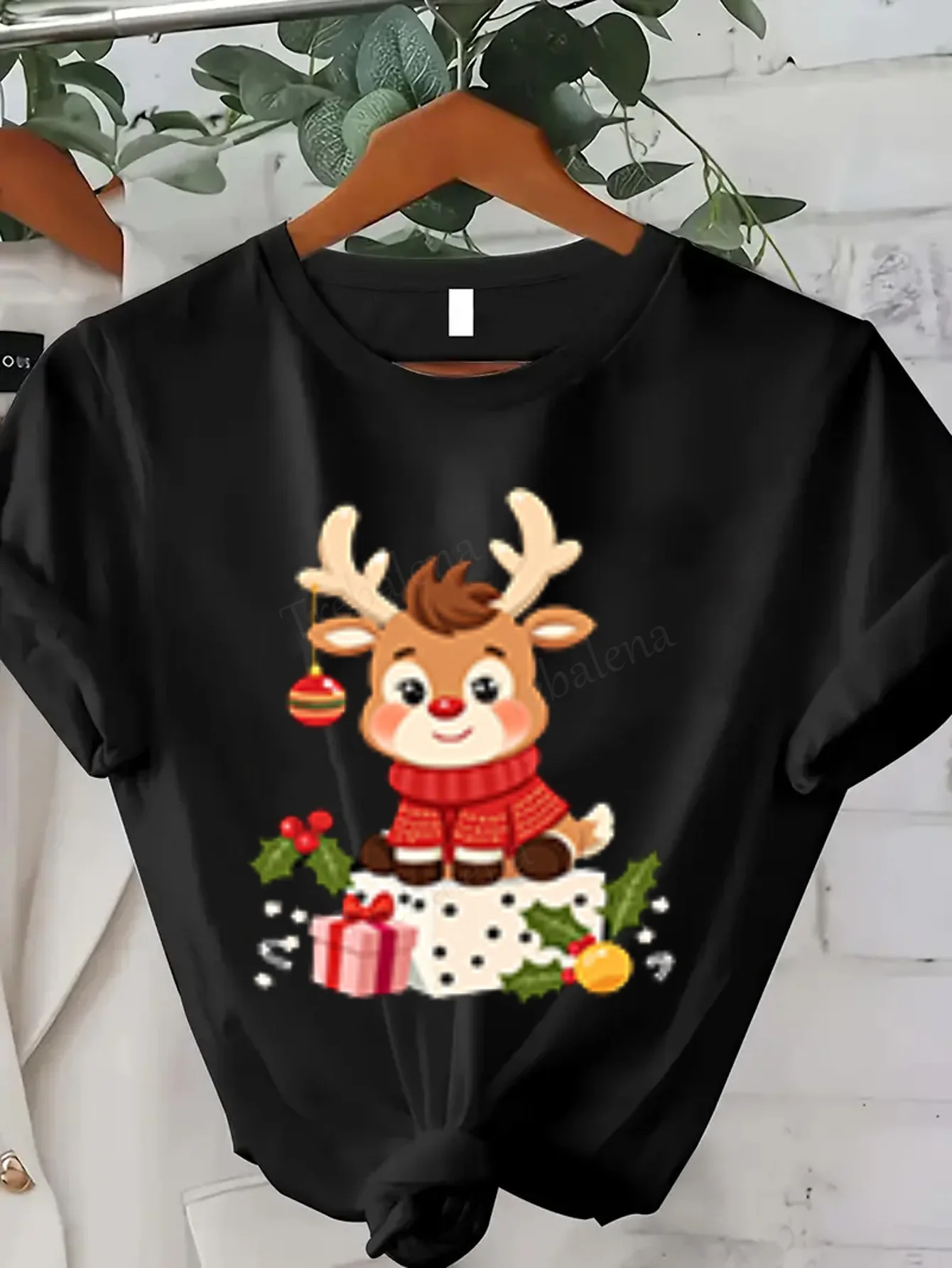 Camiseta de mujer Camiseta navideña de reno lindo para mujer, top festivo festivo para vacaciones