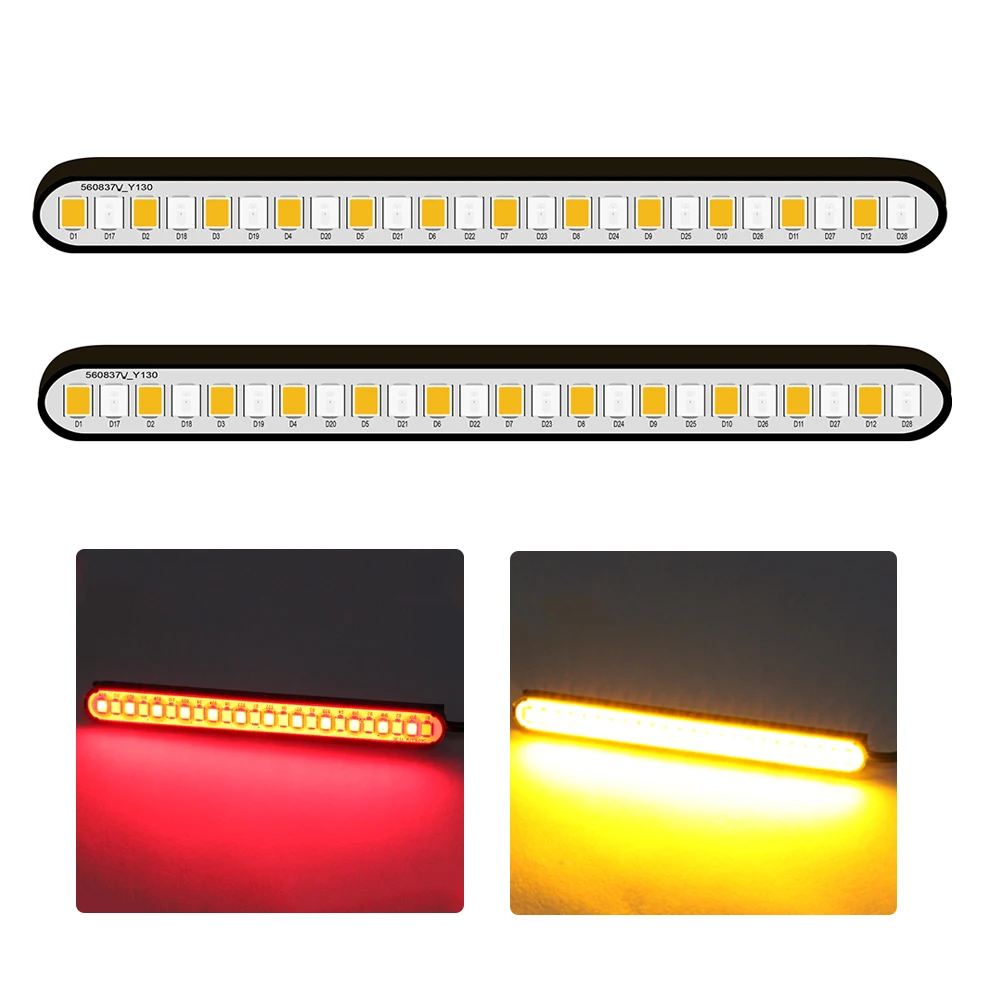 Modified Two-Color License Plate Lamp Brake Taillight Motor Accessories Motorcycle LED Running Flowing Turn Light