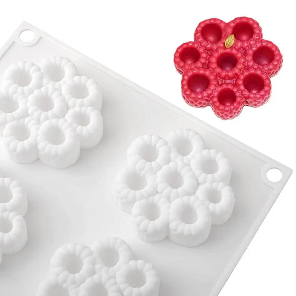 1/8 Cells 3D Raspberry Silicone Mold Food-Grade Silicone Heat-Resistant Dessert Baking Tools DIY Reusable Pudding Mould view 4