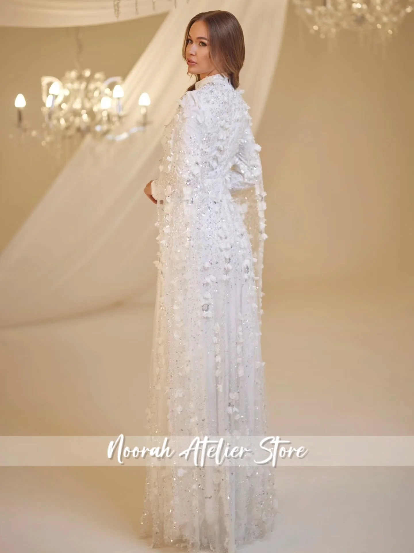 فساتين سهرة بيضاء ثلاثية الأبعاد جديدة على شكل زهرة 2025 أنيقة ألين ثوب زفاف فستان حفلة موسيقية Fساتين Sherese H N فساتين رسمية مخصصة