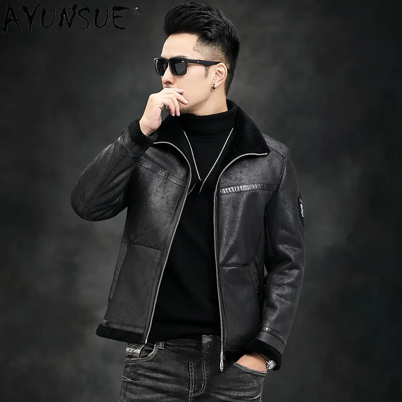 

Winter Sheep Shearing Jacket Men High Quality Warm Jakcet Male Short Slim Coat Motorcycle Style Chaquetas Hombre SQQ729