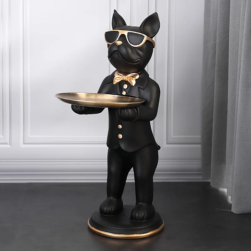 

Creative large Cool dog statue sculpture tray Floor decoration Nordic living room Light luxury Soft decoration Crafts Home gifts