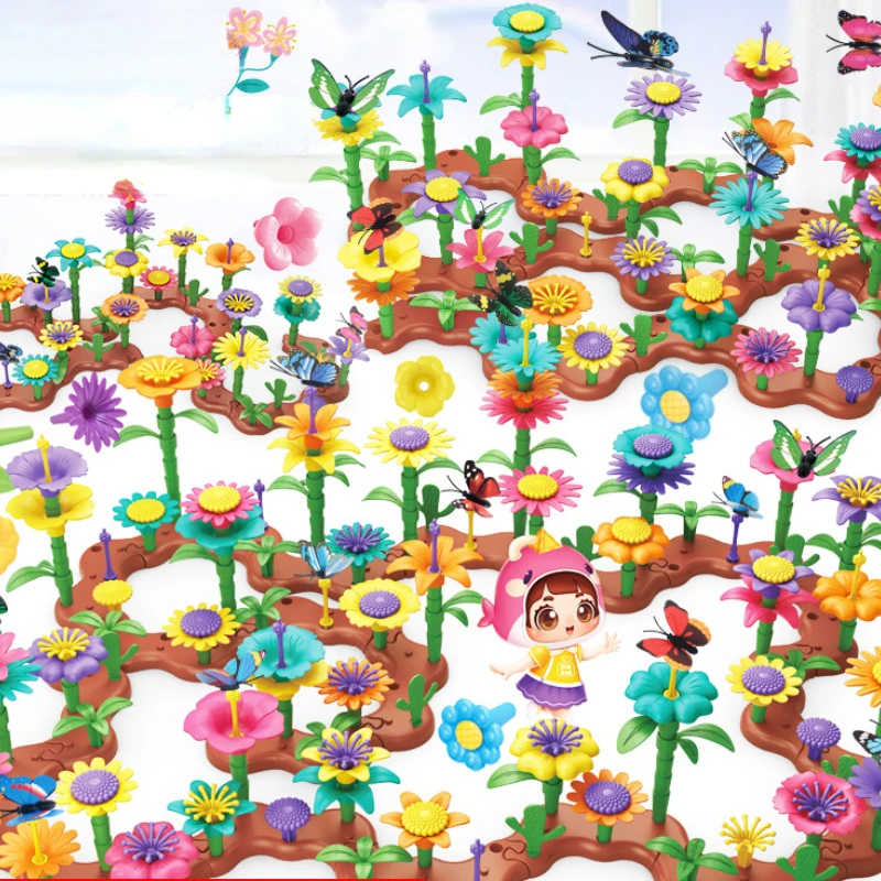Bausteine DIY Mosaik Garten Welt Kinder pädagogische Aufklärung kreative Blume Ziegel Spielzeug kreatives Geschenk für Kinder
