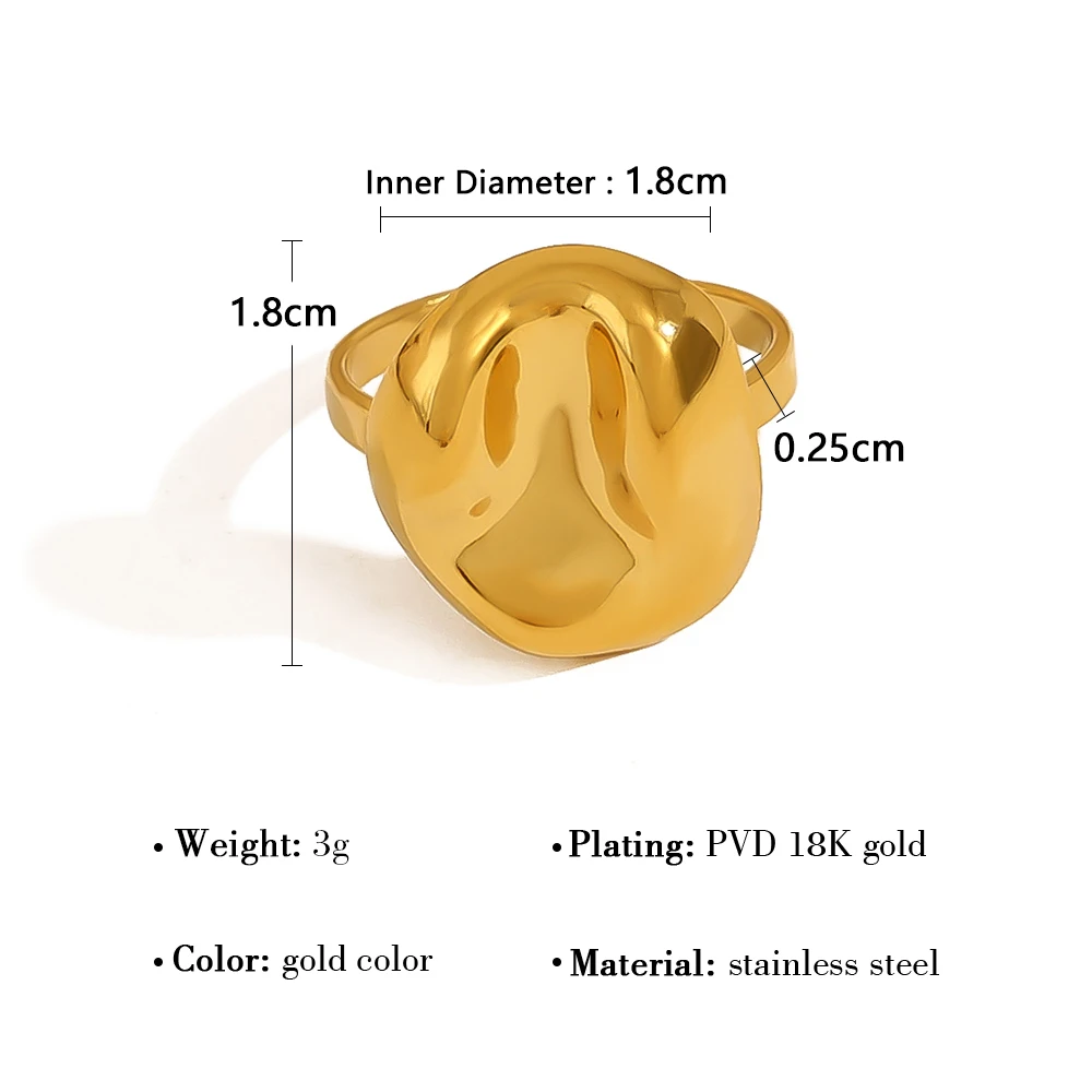 YACHAN خواتم من الفولاذ المقاوم للصدأ غير منتظمة مطلية بالذهب عيار 18 قيراط للنساء مجوهرات عتيقة خالية من التشويه الفردي #6