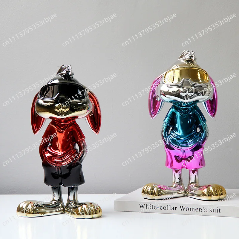 Modern simple light luxury creative cartoon rabbit ornament, living room children's room desktop soft decoration