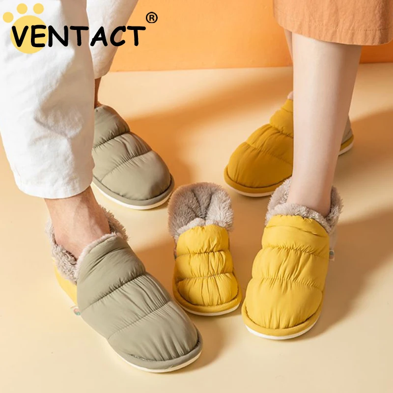 

VENTACT Women Fuzzy Slippers For Winter Warm Fur Soft Sole Shoes Men Casual Home Waterproof Non-Slip Plush Couple Snow Boots