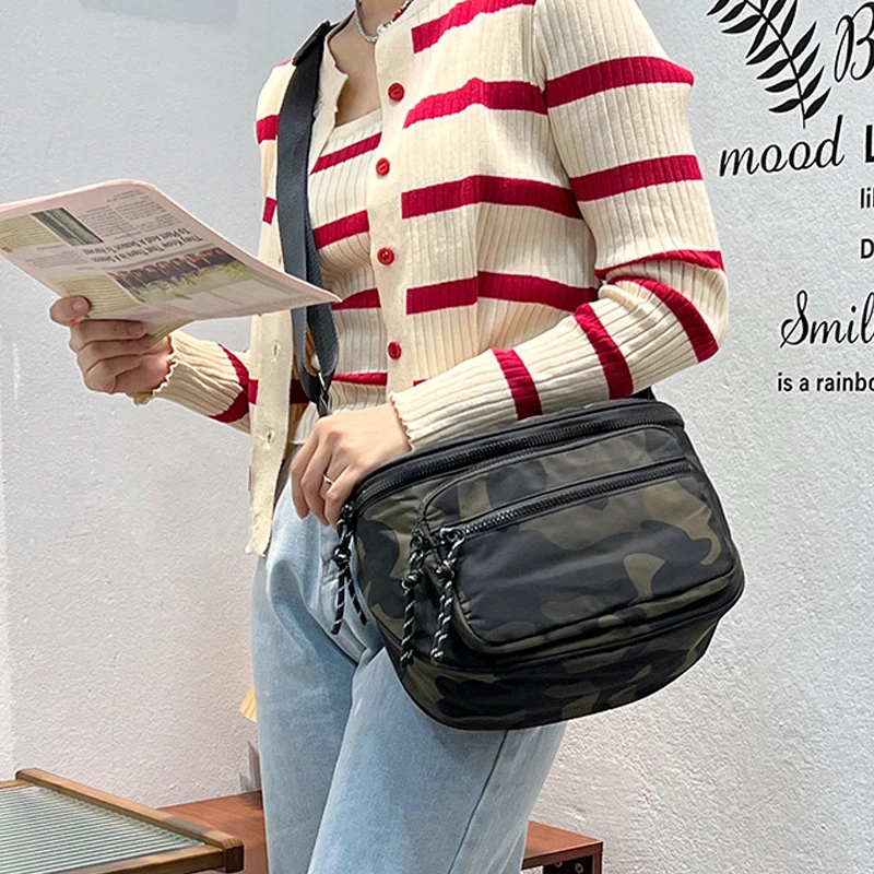 Saddle Bag Retro Nylon Trendy Cool Bag Outdoor Casual All-match Fashion Camouflage Chest Bag Shoulder Crossbody Bag