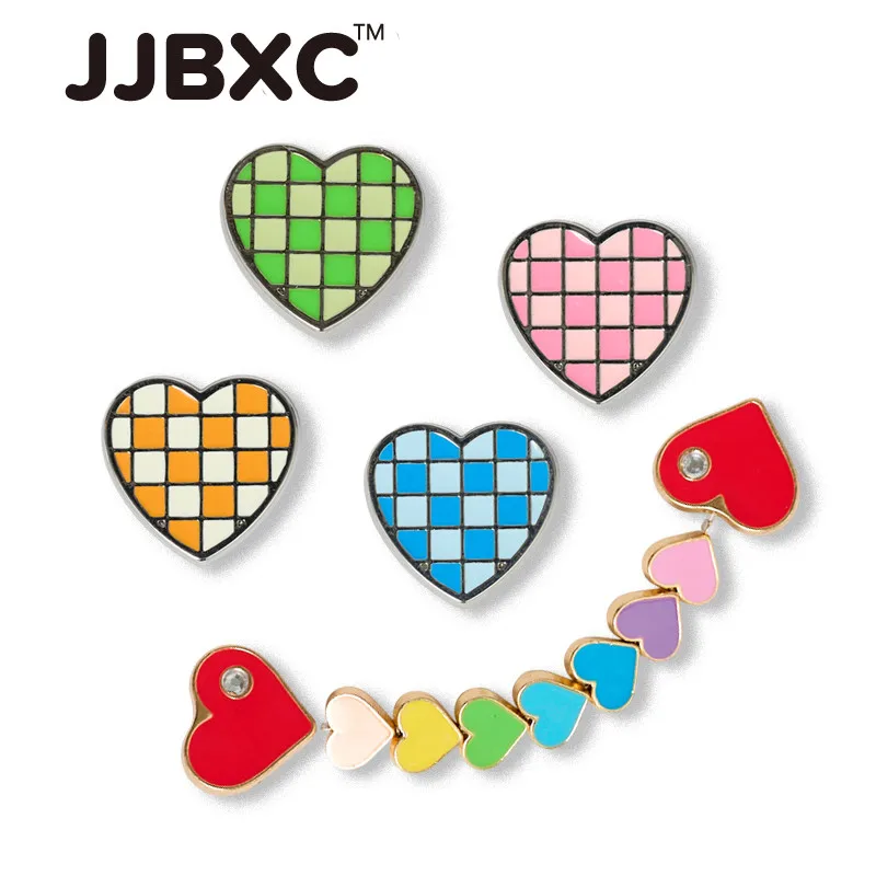 

JJBXC CHARM металлическая пряжка для обуви, аксессуары для обуви, цветная цепочка в форме сердца из сплава, модная обувь «сделай сам», аксессуары, подходящие для обуви с крестом