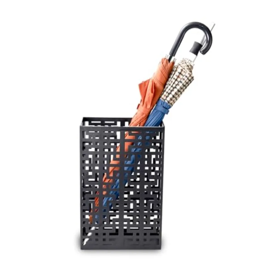 

Umbrella Stand Rack for Entryway Hollow Metal Holder FreeStanding Storage Bin for Long Umbrellas Holds 6-7 Black