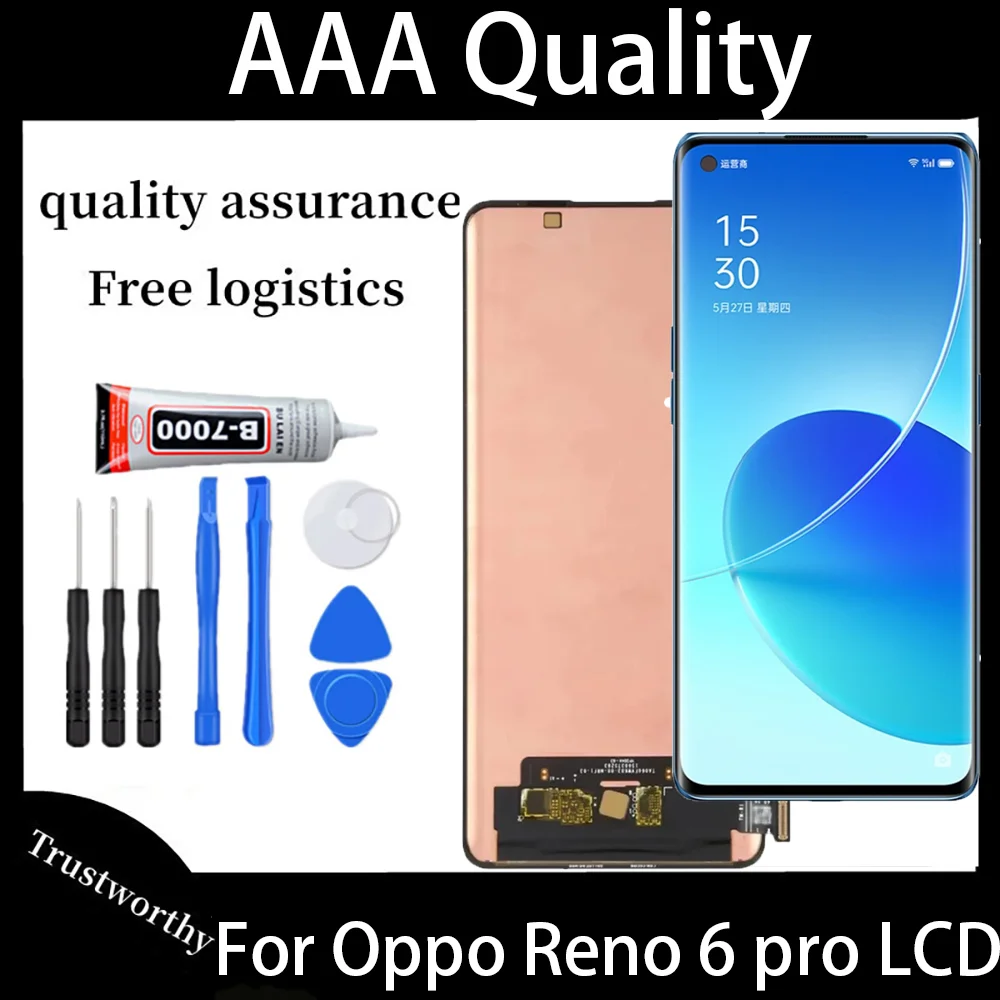 6.55 inches For Oppo Reno 6 Pro LCD Display Replacement +Touch Screen Digitizer Assembly For Reno 6 pro PEPM00, CPH2249 Screen