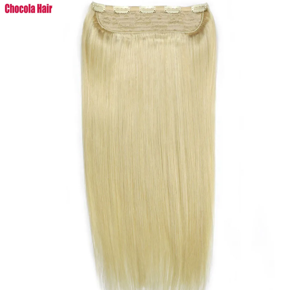 Chocala-Extensions de Cheveux Humains Brésiliens Remy Lisses, Fait Machine, 140g, 5 Clips, 20-28 Pouces, 1 Pièce par Ensemble