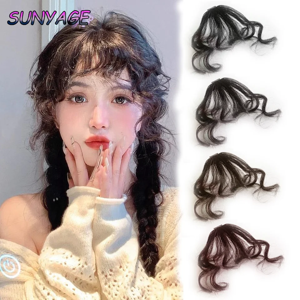 

SUNYAGE Synthetic Bangs Wig Female Natural Forehead Air Fake Bangs Seamless Wool Roll Bangs Qi Bangs Wig Piece