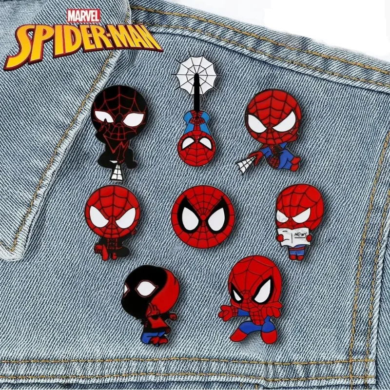 

Marvel Spider-Man Creative Alloy Brooch The Avengers Film Anime Figures Superhero Clothes Metal Badges Accessories Children Gift