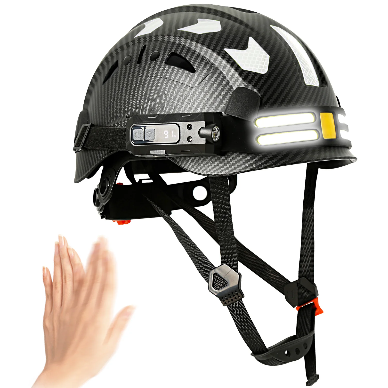 Bauschutzhelm mit reflektierenden Scheinwerfer-Aufklebern, Schutzhelm-Kopf, leicht, industrielle Arbeit bei Nacht, Kopfschutz