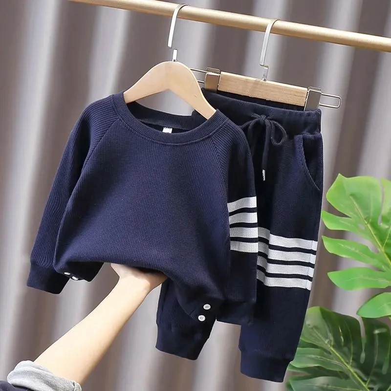 

Spring and Autumn Children's Sportswear Set for Boys and Girls New Korean Edition Sweater Pants Baby Two Piece Set