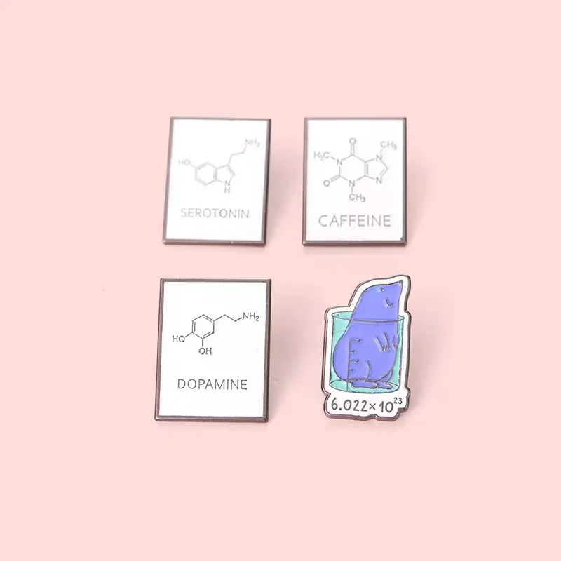 Wholesale Molecular Formula Enamel Pins Custom Biochemical Structure Brooches Knowledge Lapel Badges Backpacks Hat Jewelry Gifts