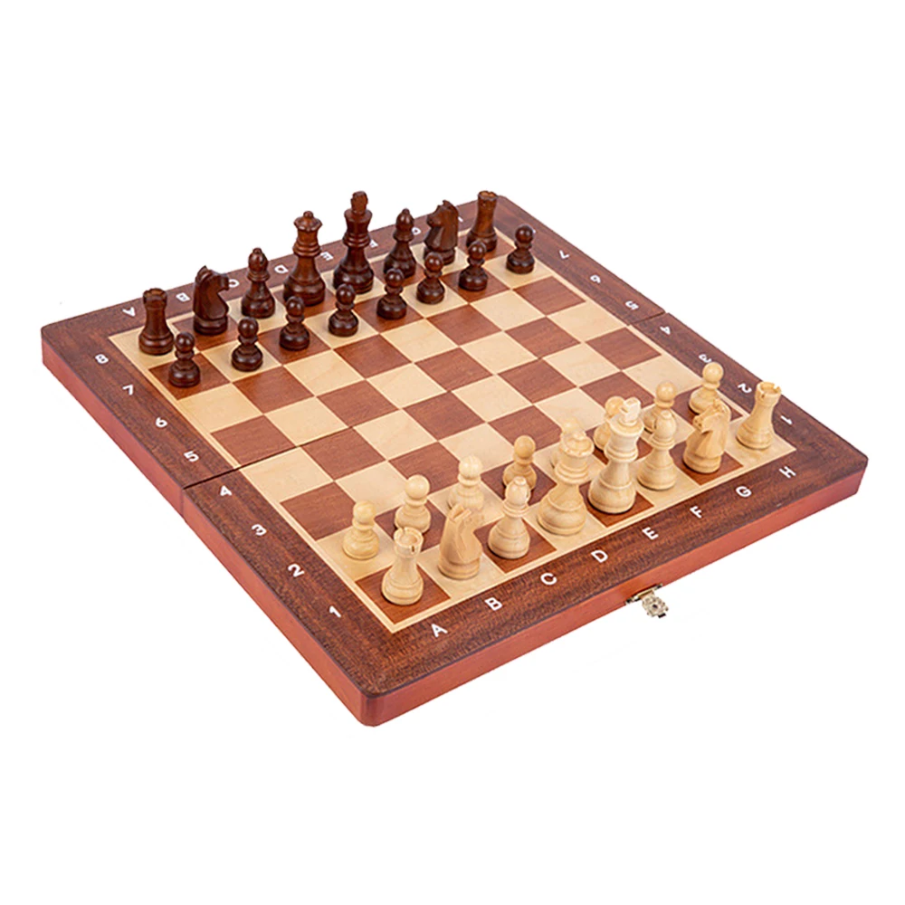 Large Wooden Folding Chess Set for Adults and Kids, King Height 2 Extra Queens, Unique Travel Game, 3 in, New