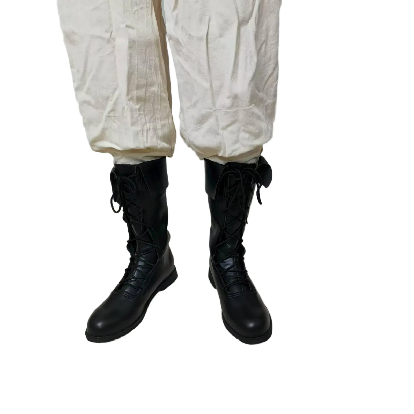 Herren Retro Mittelalterliche Renaissance-Stiefel Ritter Piraten Cosplay Schuhe PU-Leder Flache Halbhohe Stiefel für Halloween Rollenspiel Party Kriegerstiefel – Detail 4