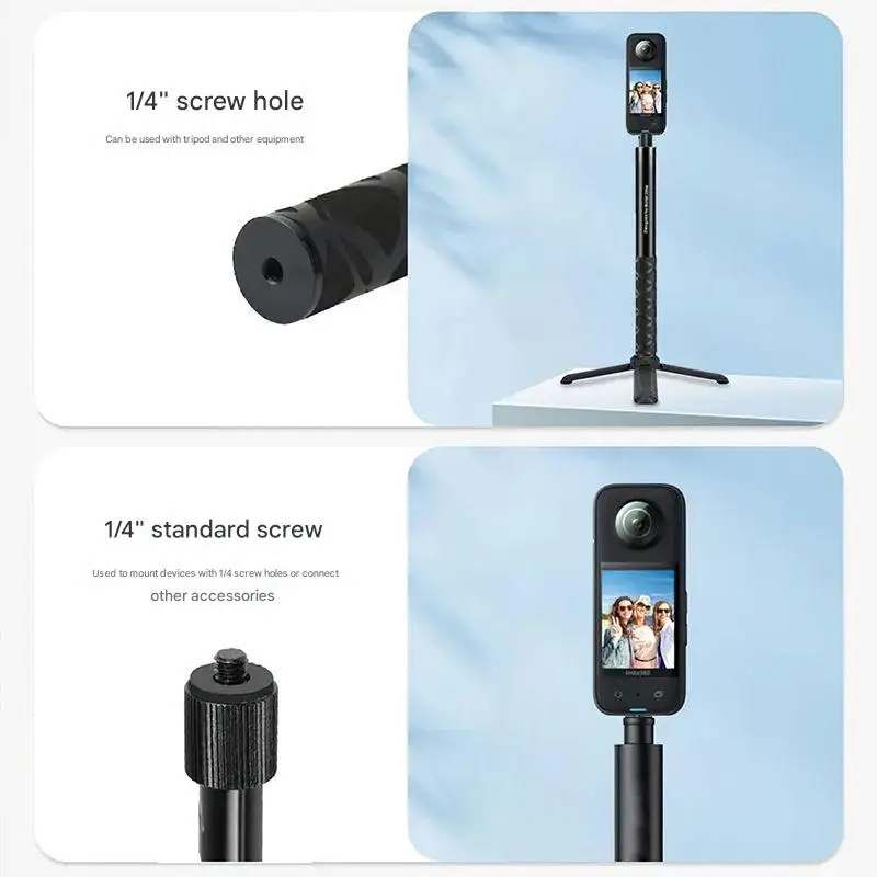 Для Insta360 X X2 X3 X4 X5 One RS R EVO Пулевое время Ручка вращения + 1/4 палка для селфи Ручной монопод Спортивная камера