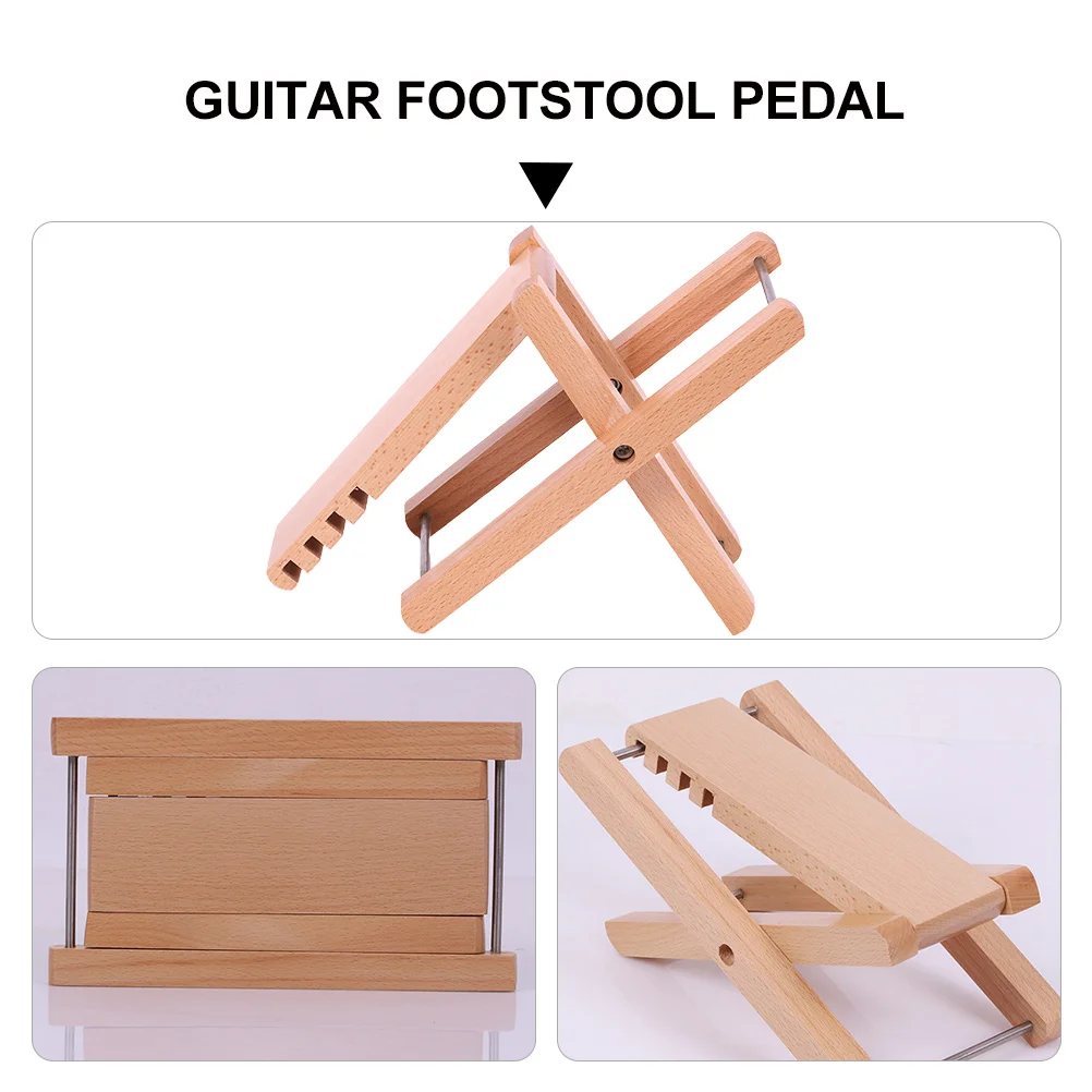 

Wooden Foot Stool Guitar Practice Accessory Portable Footrest Pedals Foldable Classical