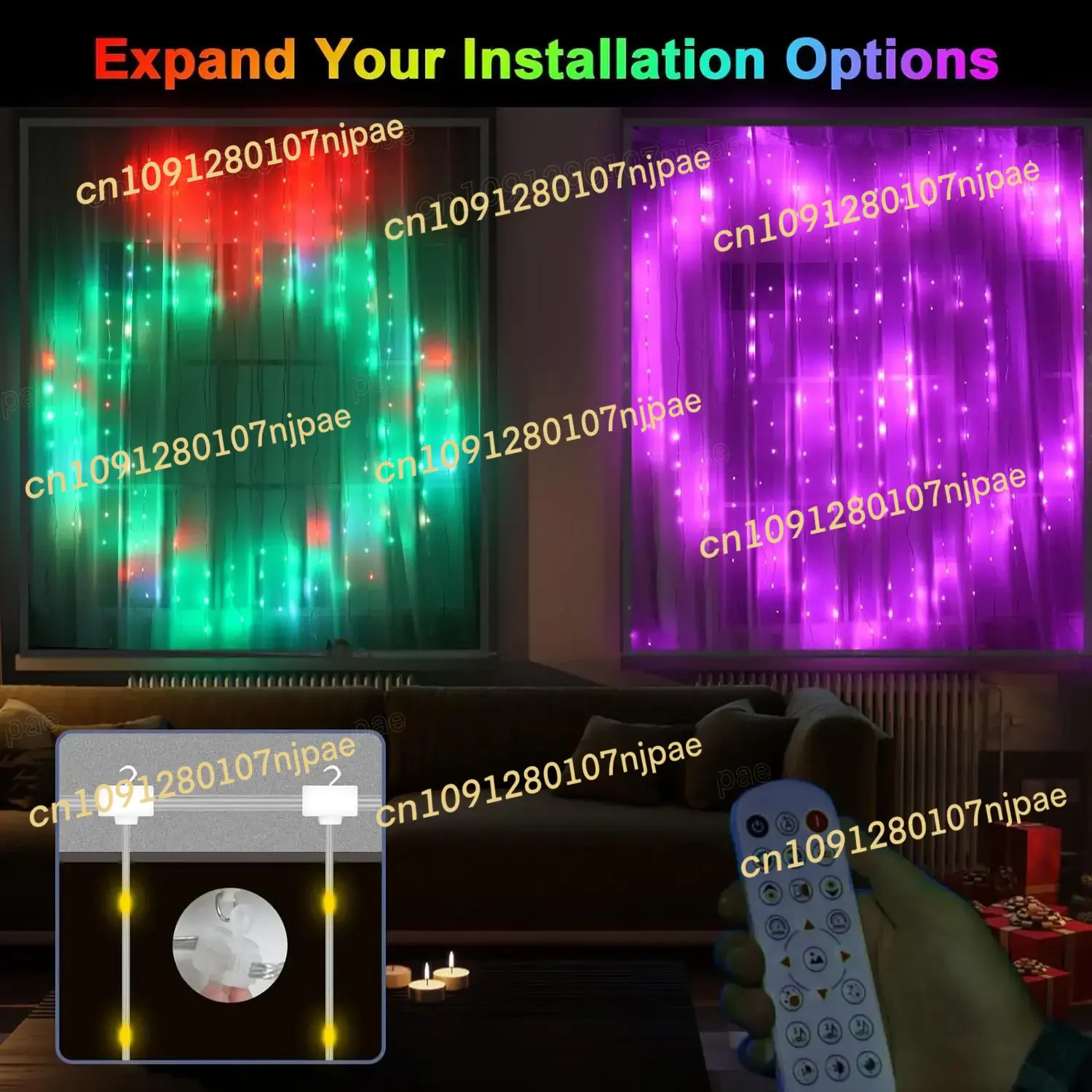 

2025Colorful Leather Wire Curtain Light APP Bluetooth DIY Programming Smart Home Curtain Light RGB Colorful Point Control LED
