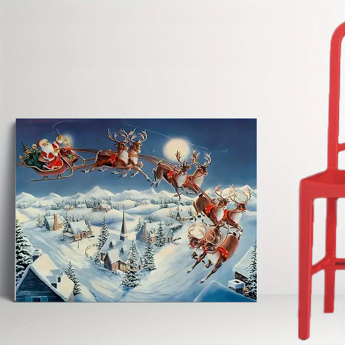 1PC Houten Ingelijst Kerst Thema Canvas Schilderij Canvas Schilderij Ingelijst Houten Frame Woondecoratie Wanddecoraties