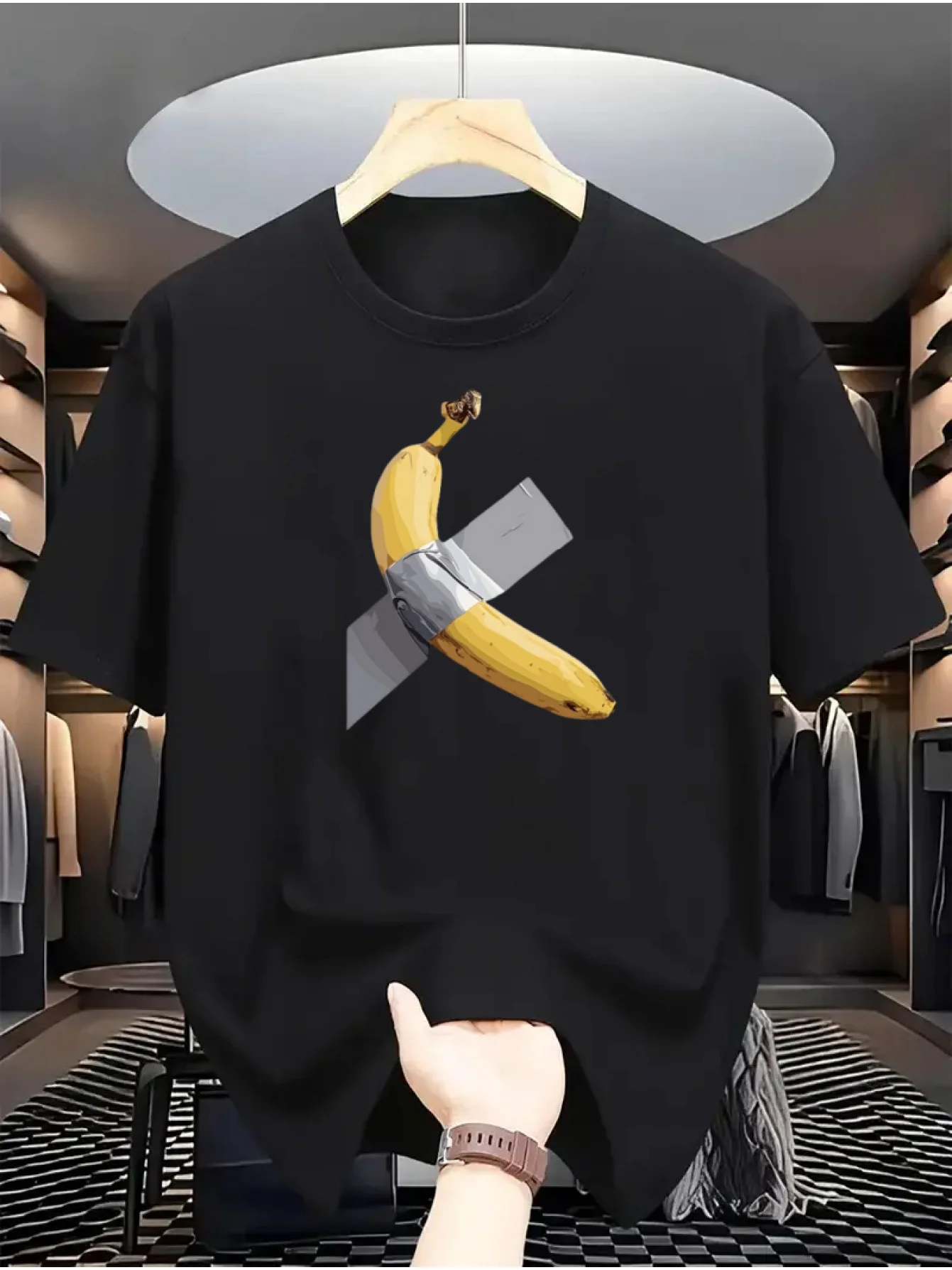 

Банан Графический принт Лето Осень Зима Элитный бренд из чистого хлопка Мужская и женская футболка с коротким рукавом Спорт на открытом воздухе