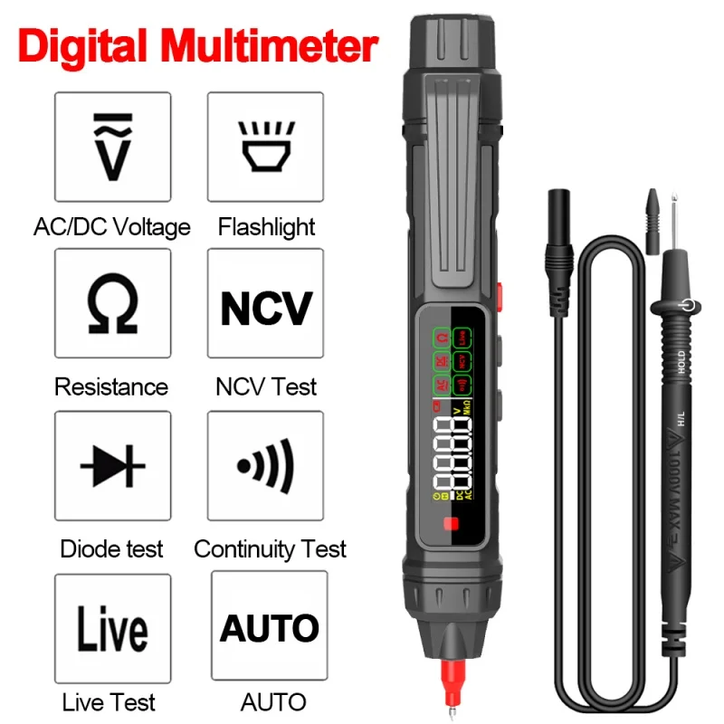 

Digital Multimeter Digital Backlight multimetro Auto Intelligent Sensor Pen Tester DC AC Volt Multi-meter Flashlight NCV tester