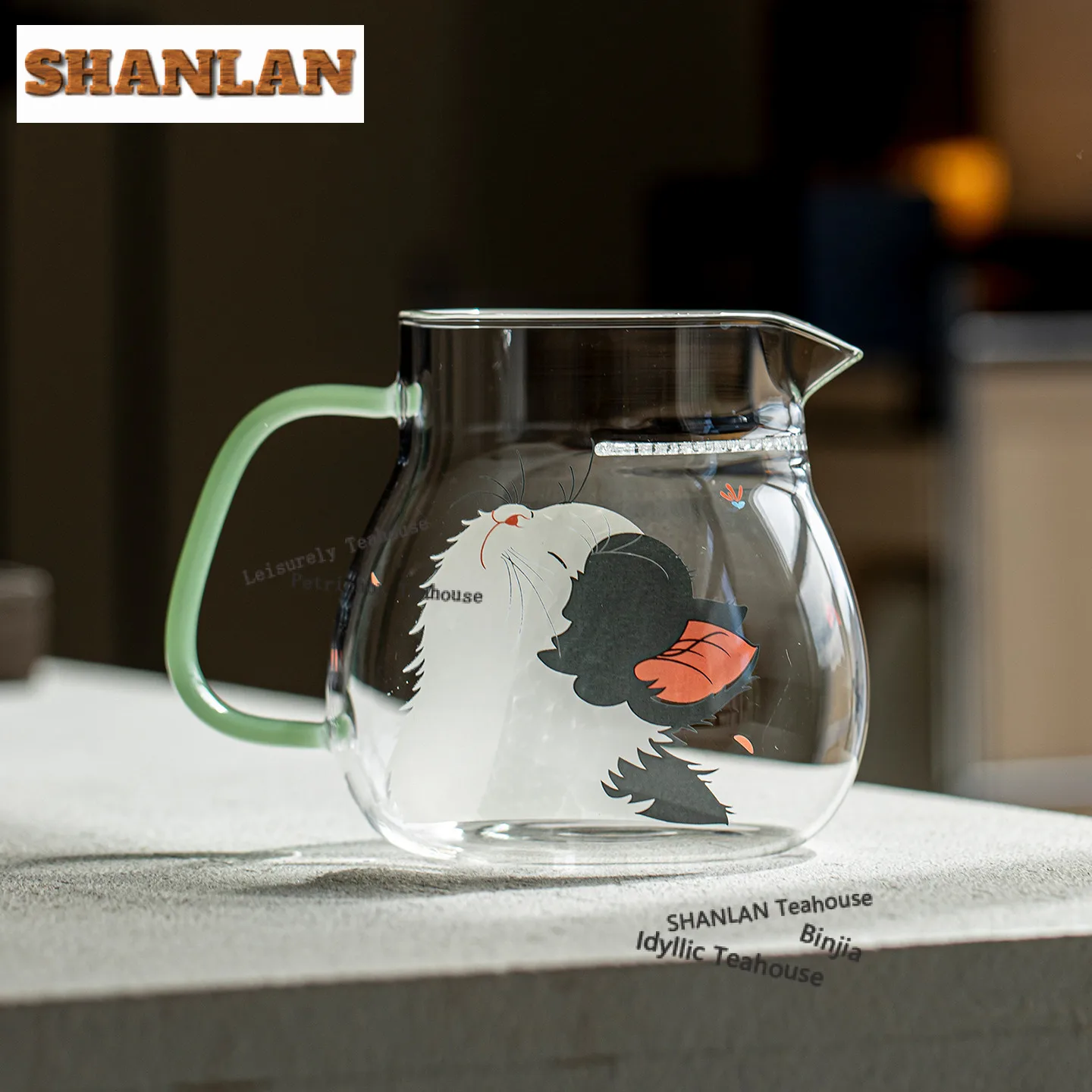 

750ml Cute Wealth Cat Glass Boiling Water Kettle Japanese Large Capacity Tea Making Pot Household Bubble Tea Kettle Tea Cafes