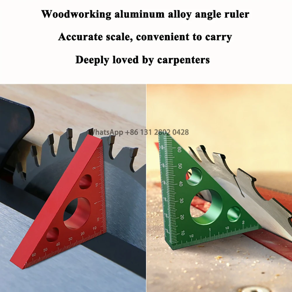 Metric and Imperial Dual Scale Woodworking Triangle Ruler, High-Precision Right Angle Ruler, Height Measurement and Prking Tool