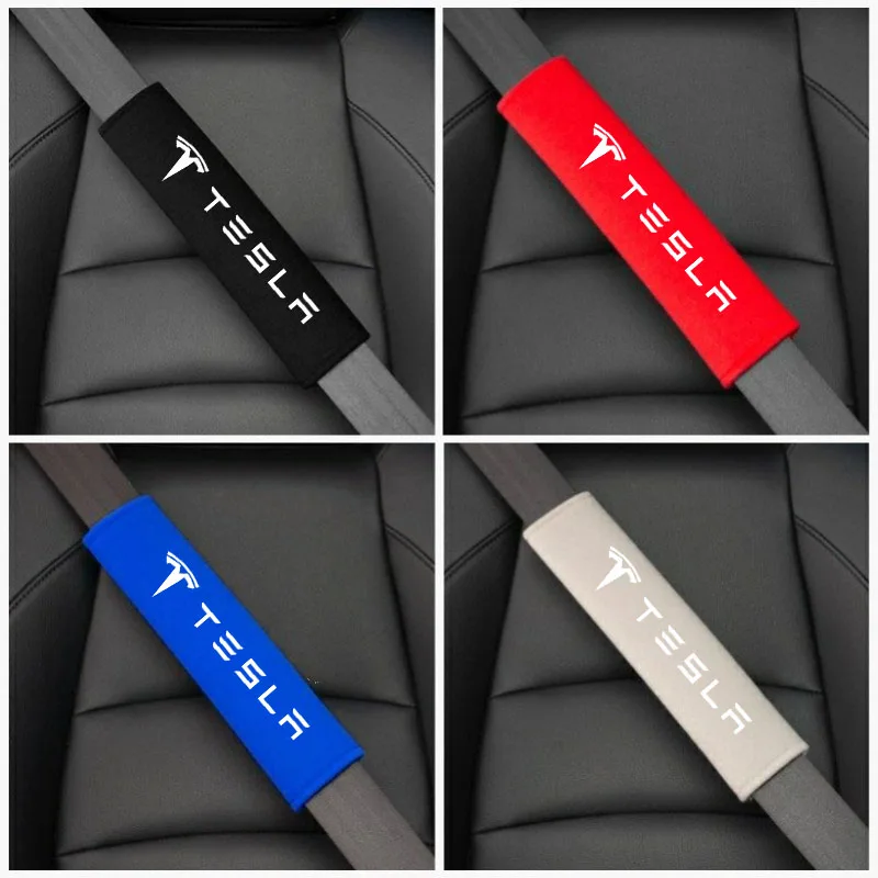 

2pcs Car Seat Belt Cover Shoulder Pads Auto Interior Decoration Accessories For Tesla Model 3 S Model X Y style Roadster Car