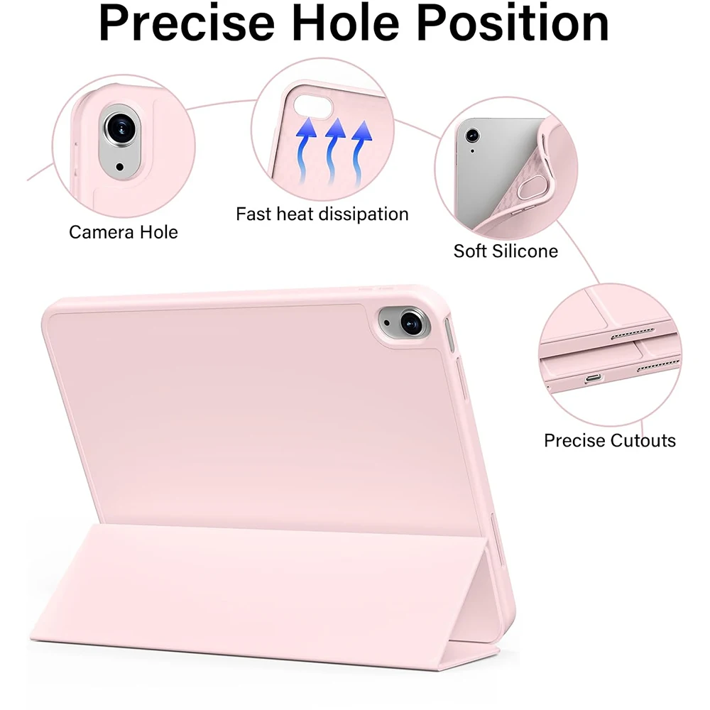 Weiche TPU-Rückenschutzhülle für iPad 5 6 7 8 9 10 11 12 Air 1 2 3 4 5 6 7 Mini 6 7, Tablet-Hülle aus Kunstleder mit Dreifachfaltung, Auto-Schlaf-/Aufwachfunktion – Detail 4
