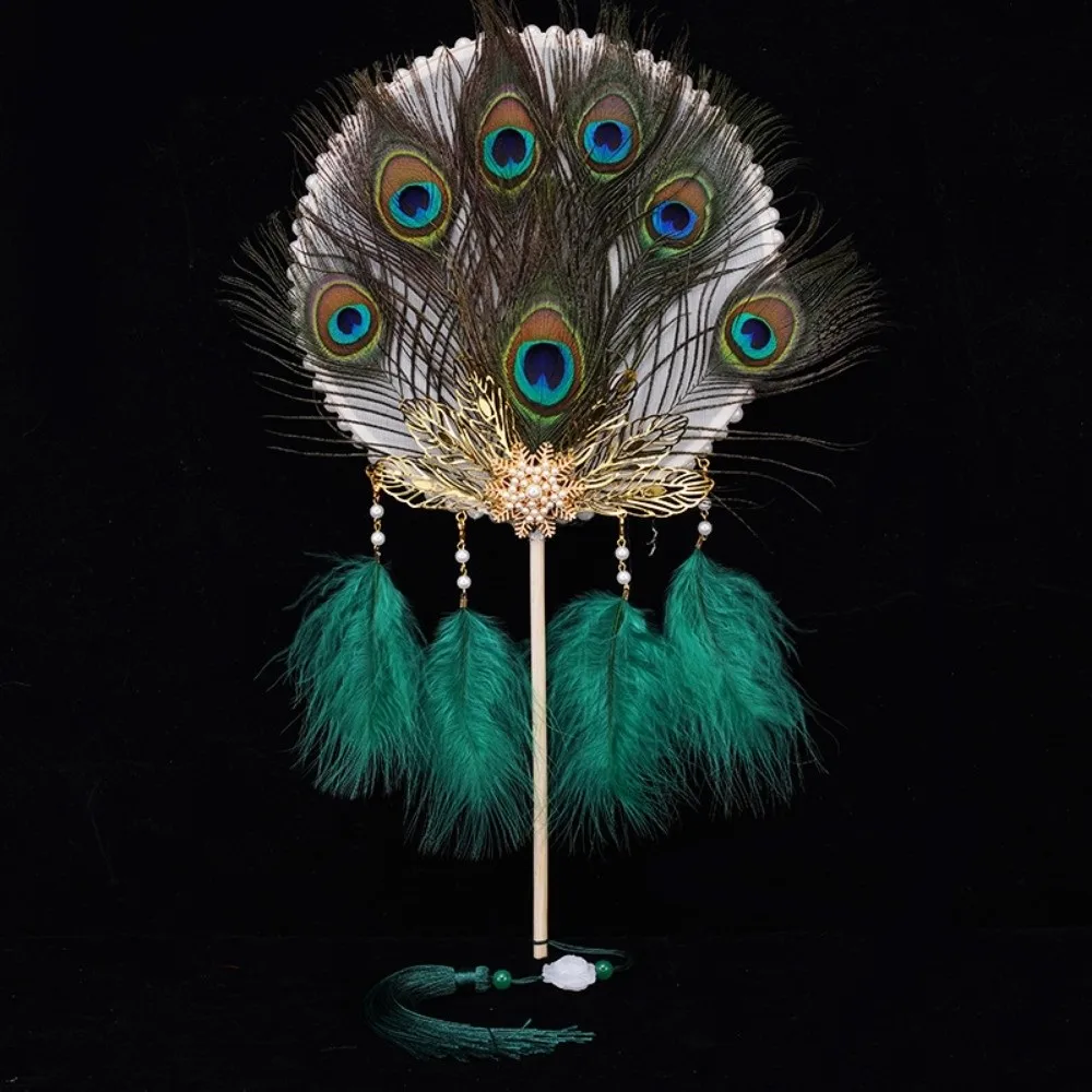 New Portable Fairy Feather Fan with Tassels Foldable Performance Photo Prop Fan Multistyles Ancient Style Group Fan